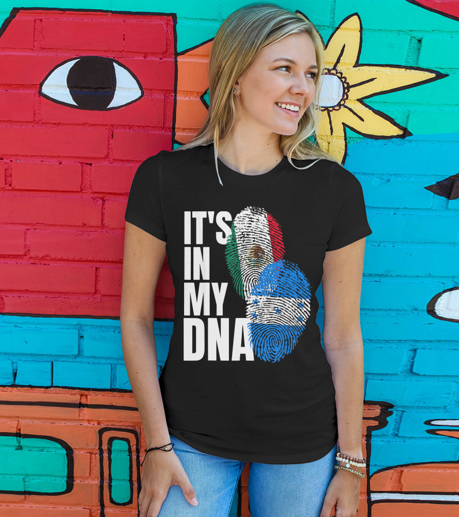 Mexican And Honduran Flag Fingerprints It's In My DNA Heritage T-Shirt