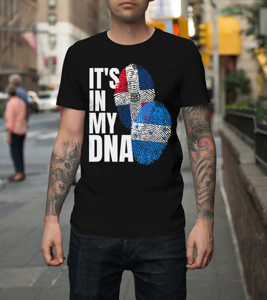 Honduran And Dominican Mix It's In My DNA Fingerprints Flag T-Shirt