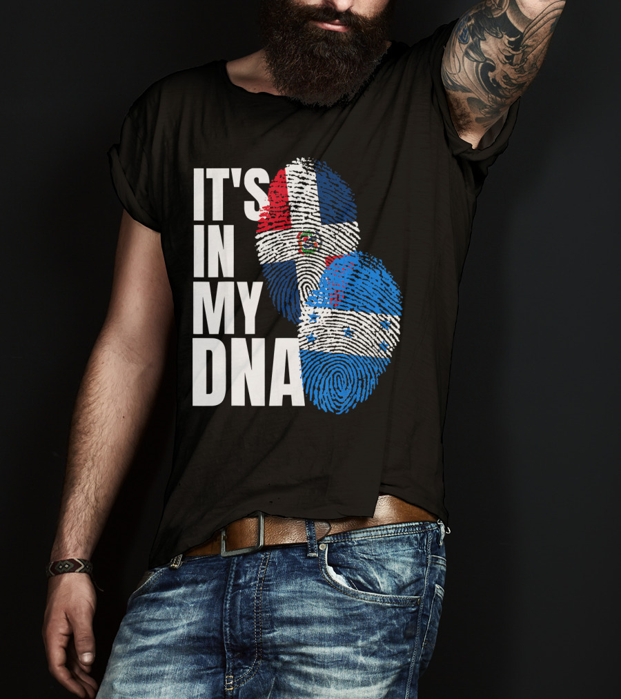 Honduran And Dominican Mix It's In My DNA Fingerprints Flag T-Shirt