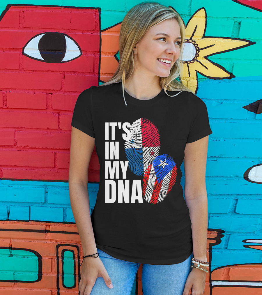 Panamanian Puerto Rican It's In My DNA Fingerprint Flag T-Shirt