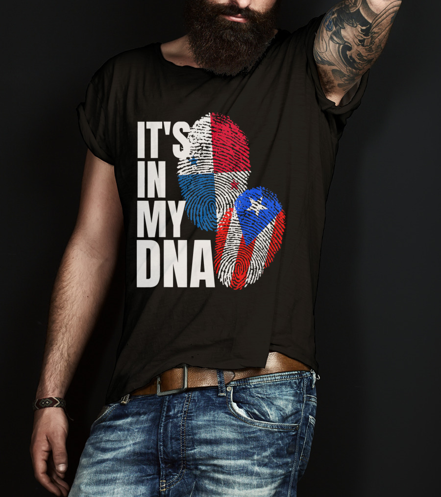 Panamanian Puerto Rican It's In My DNA Fingerprint Flag T-Shirt