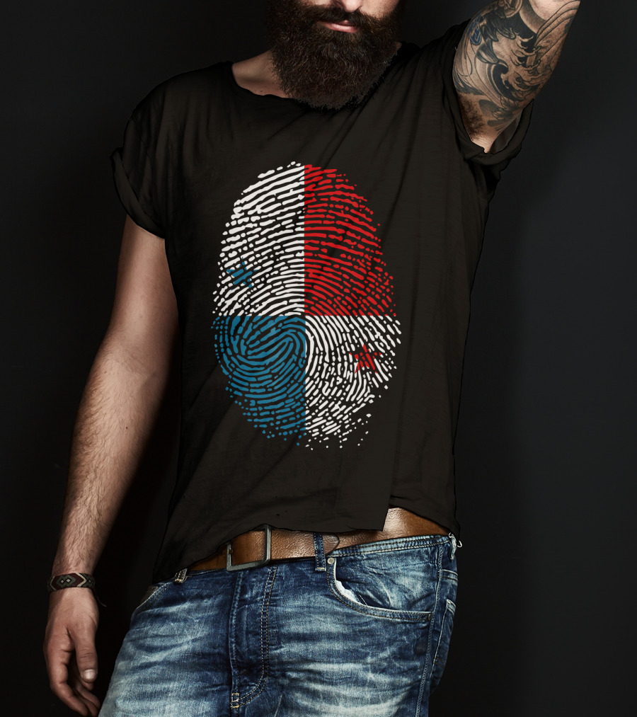 Panama Flag Fingerprint DNA For Birthday T-Shirt