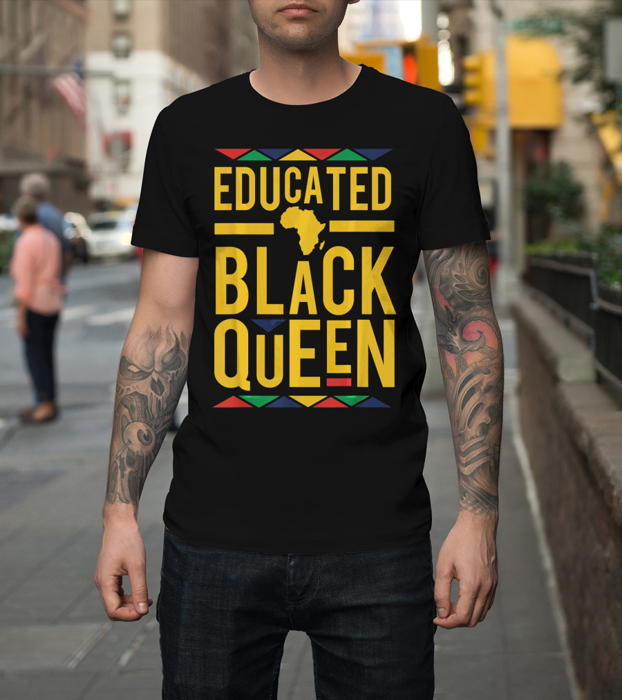 Educated Black Queen Africa Dashiki Colors T-Shirt