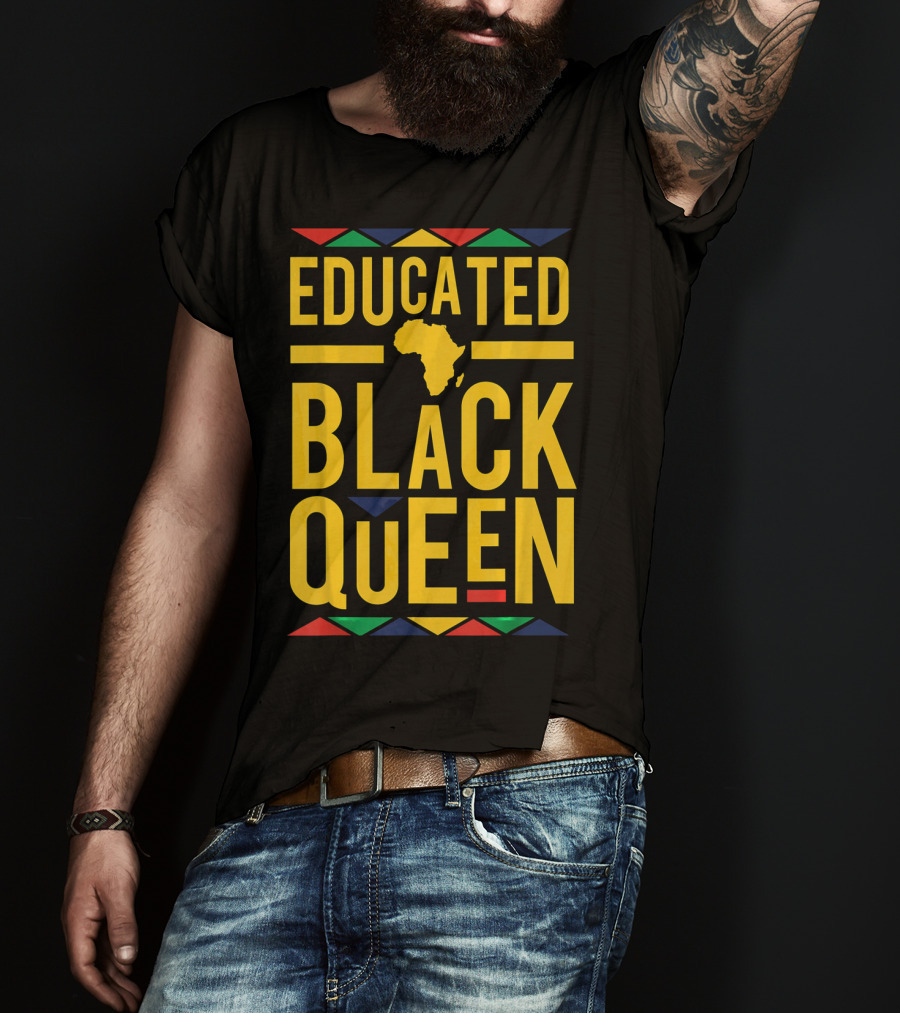 Educated Black Queen Africa Dashiki Colors T-Shirt