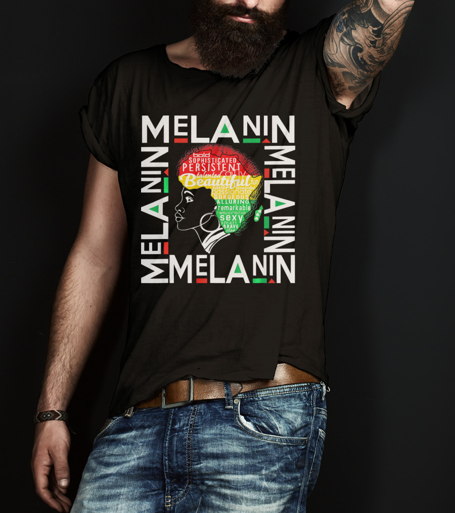 Beautiful Black Queen Melanin Bold Persistent Talented Fun Brave Alluring T-Shirt