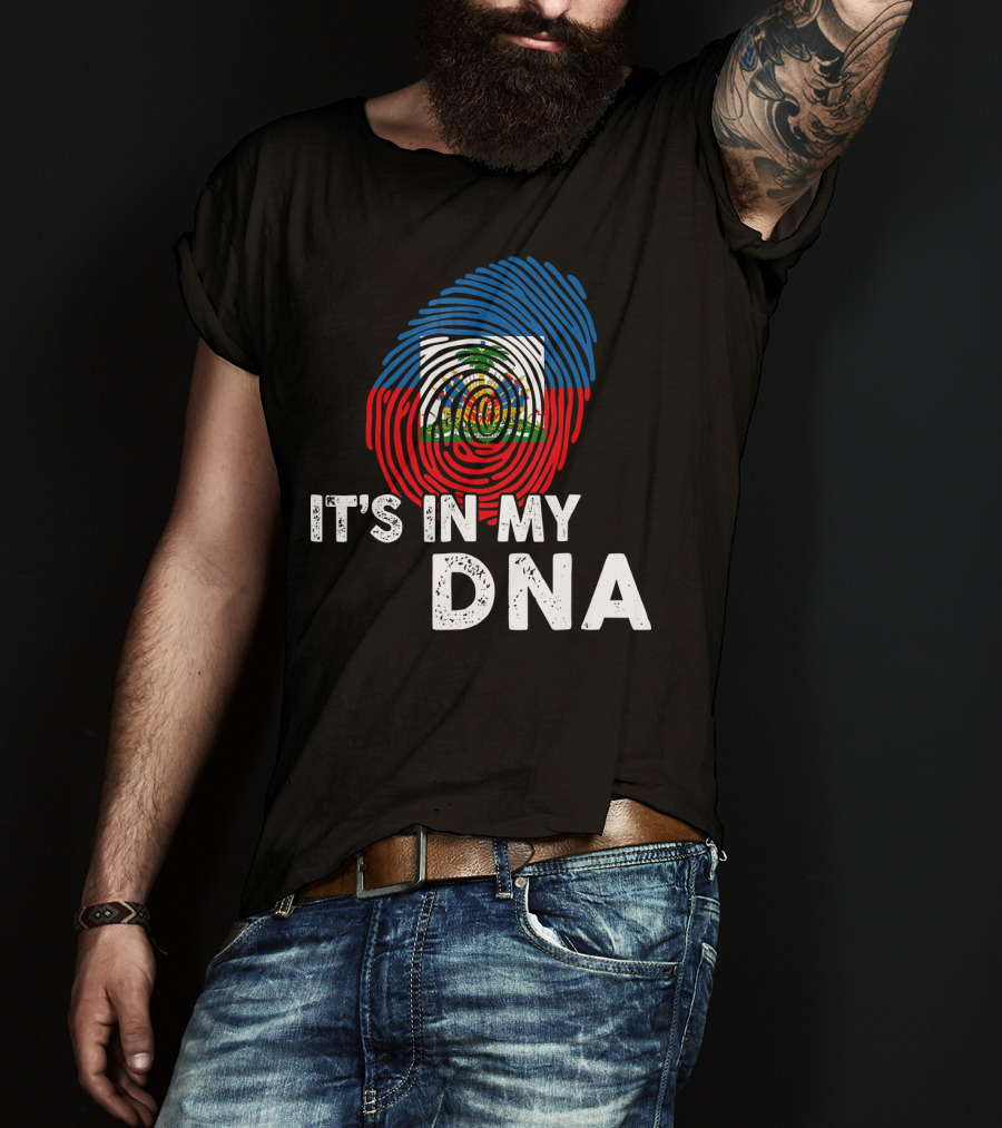 Haiti Flag Fingerprint It's In My DNA Haitian Pride T-Shirt