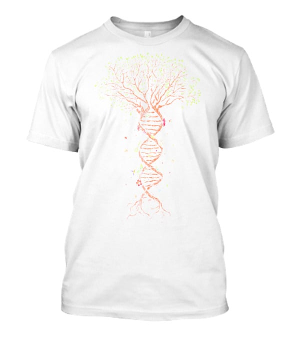 DNA Tree Of Life Green Vegan Biology Vin Nature Roots Branches Leafy Spiral T-Shirt