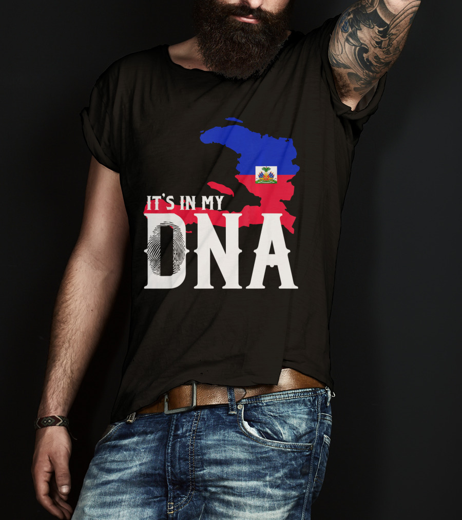 It's In My DNA Fingerprint Prideful Haiti Flag Map T-Shirt