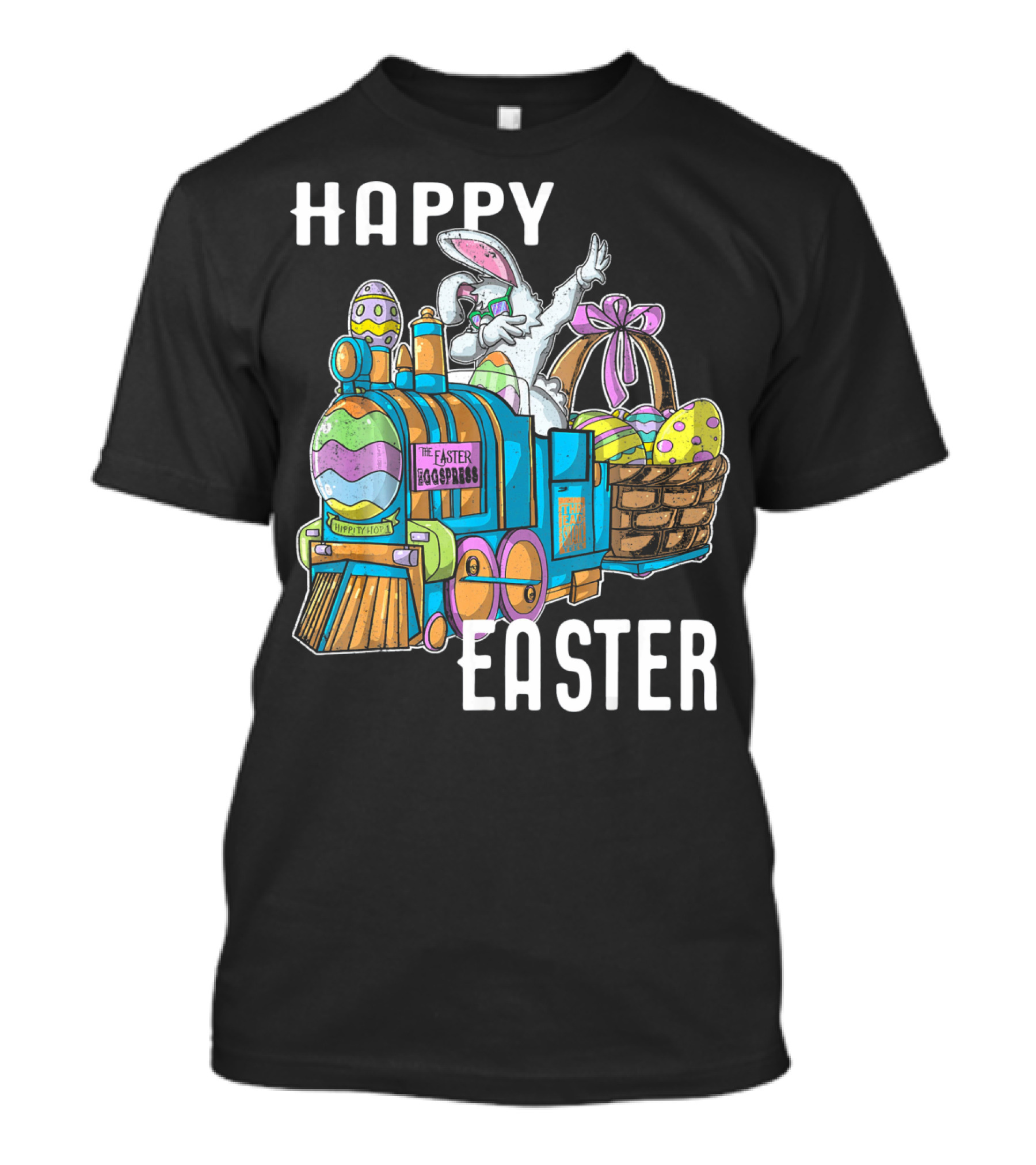 HAPPY EASTER Eggspress Bunny Train With Basket And Dabbing Rabbit T-Shirt