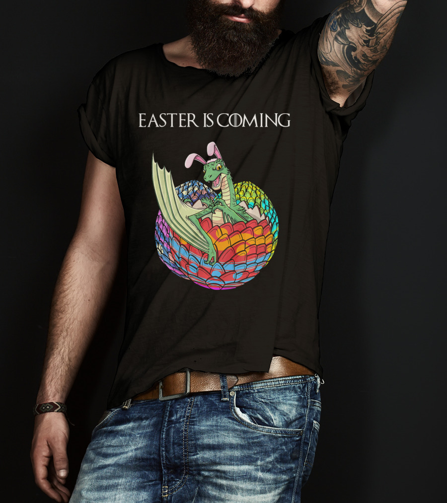 Easter Is Coming Dragon In Colorful Egg T-Shirt