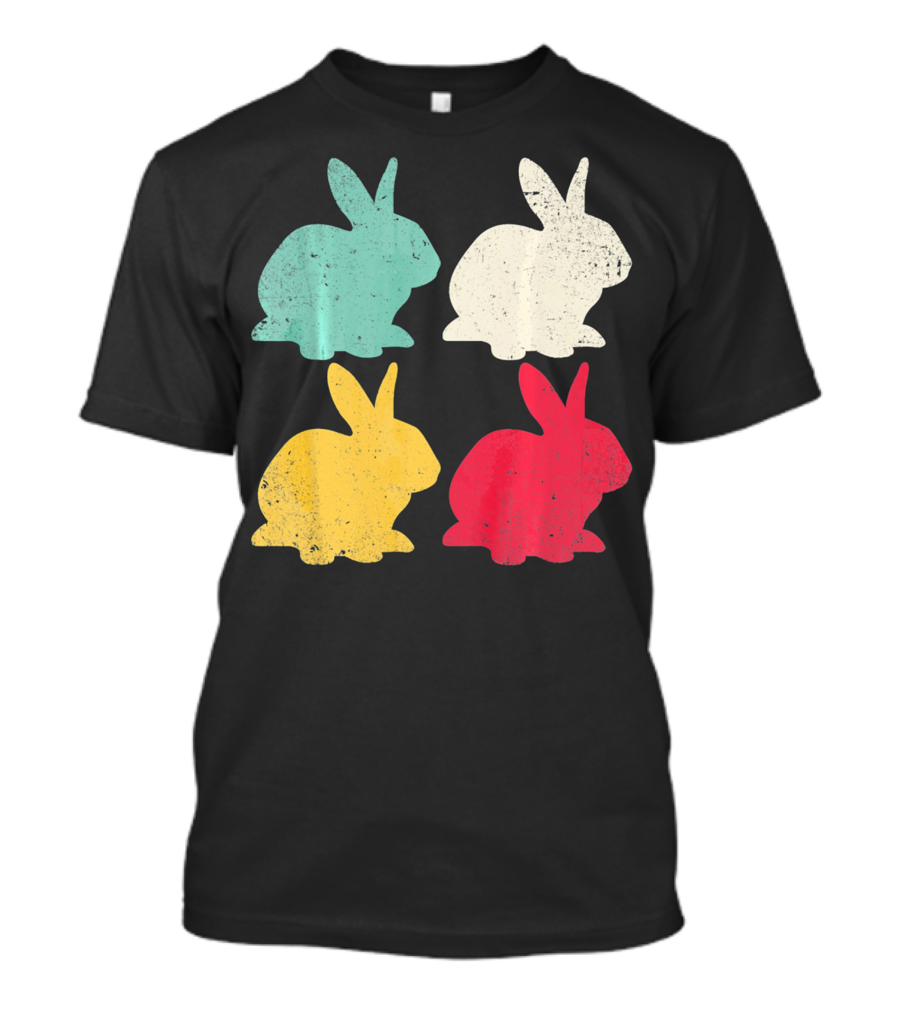 Retro Easter Bunny Rabbit Vintage Color Silhouette Quartet T-Shirt