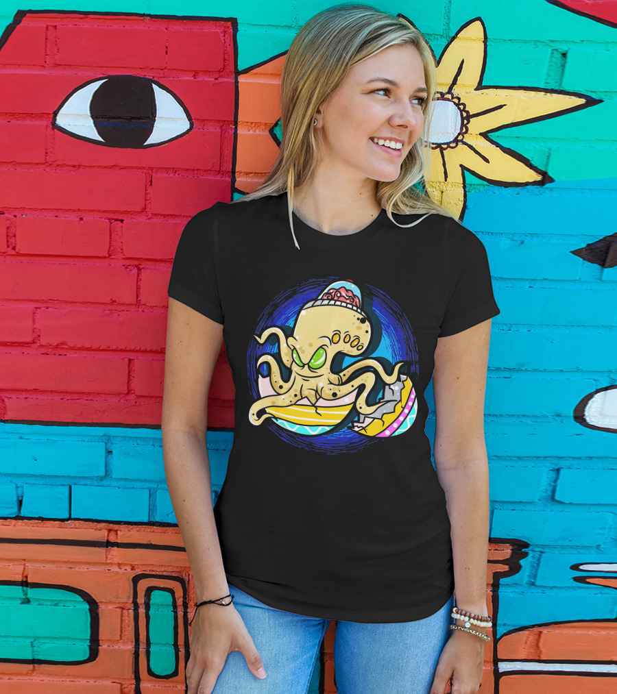 Alien Octopus Breaking Out Of Easter Egg Hunt Strategy T-Shirt