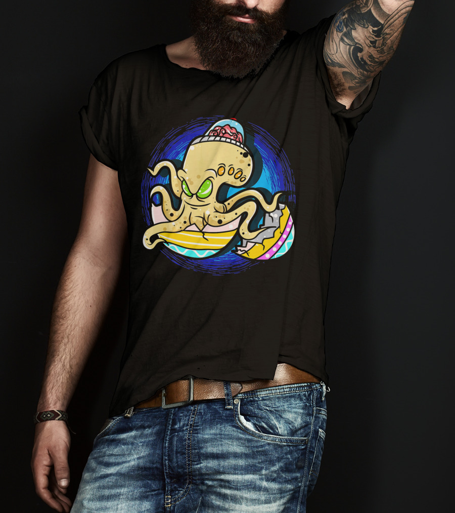 Alien Octopus Breaking Out Of Easter Egg Hunt Strategy T-Shirt