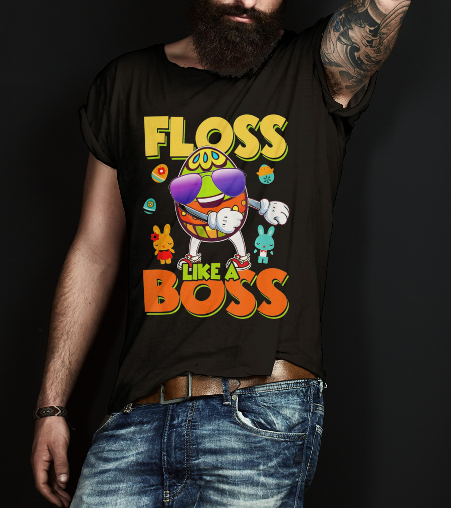 Floss Like A Boss Easter Egg With Kids And Bunnies T-Shirt