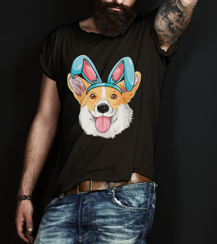Easter Bunny Ears Corgi Dog T-Shirt
