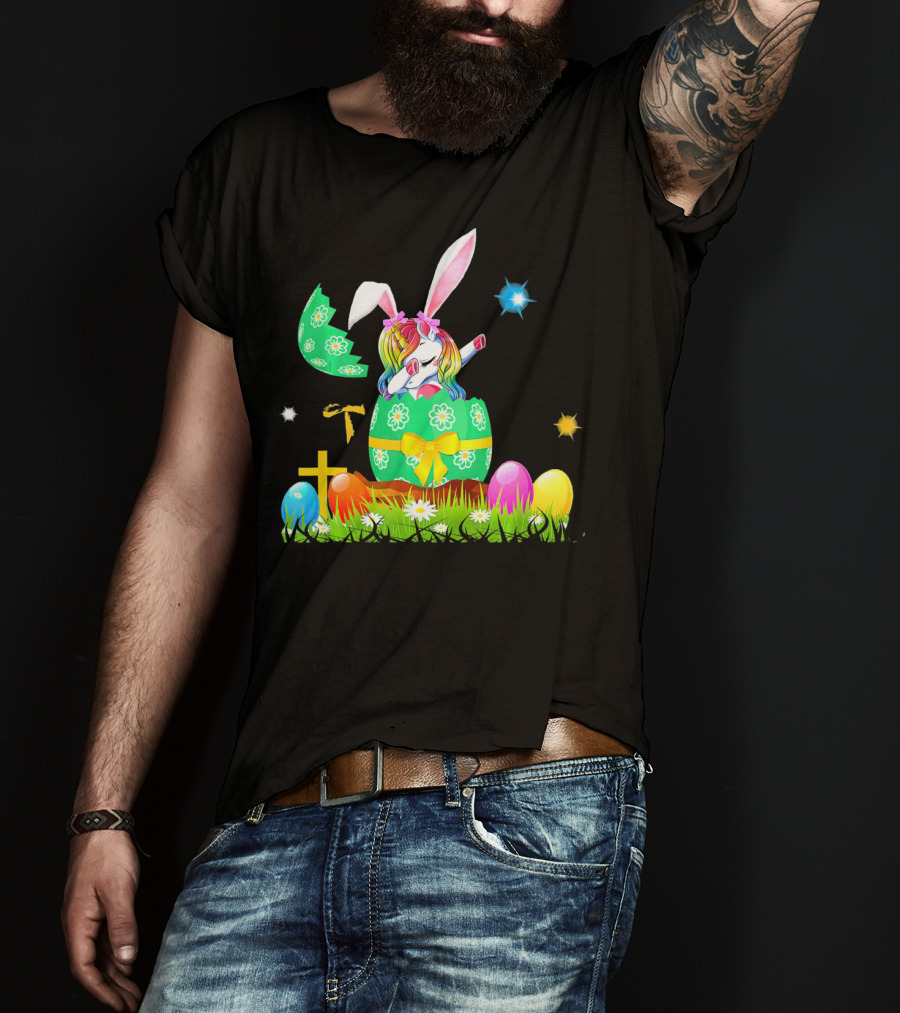 Unicorn Bunny Easter Egg Starry Spring T-Shirt