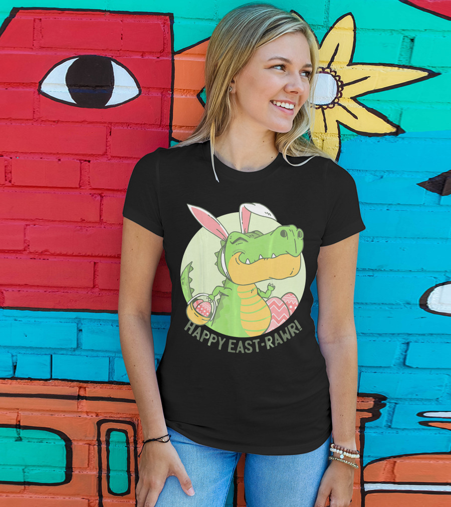 Happy East-RAWR Dinosaur Bunny T-Shirt