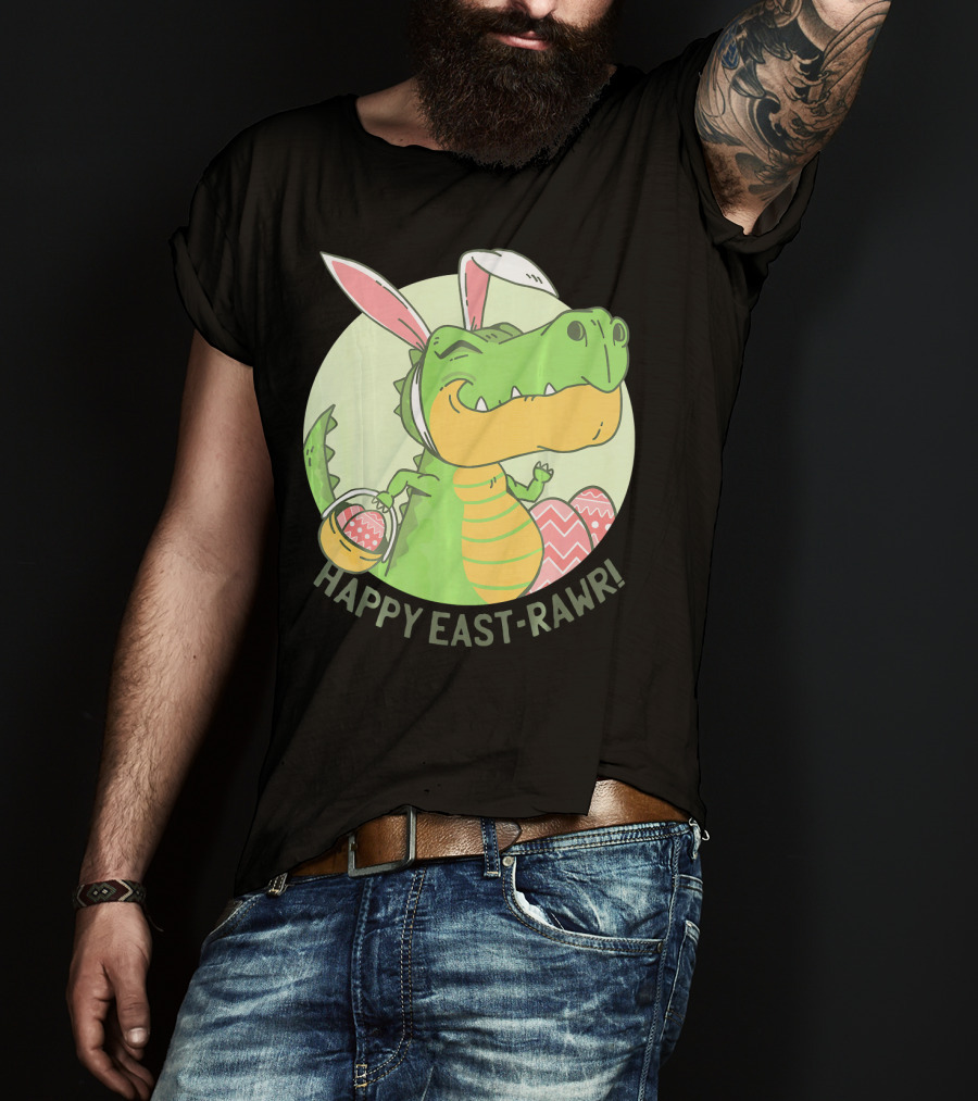 Happy East-RAWR Dinosaur Bunny T-Shirt