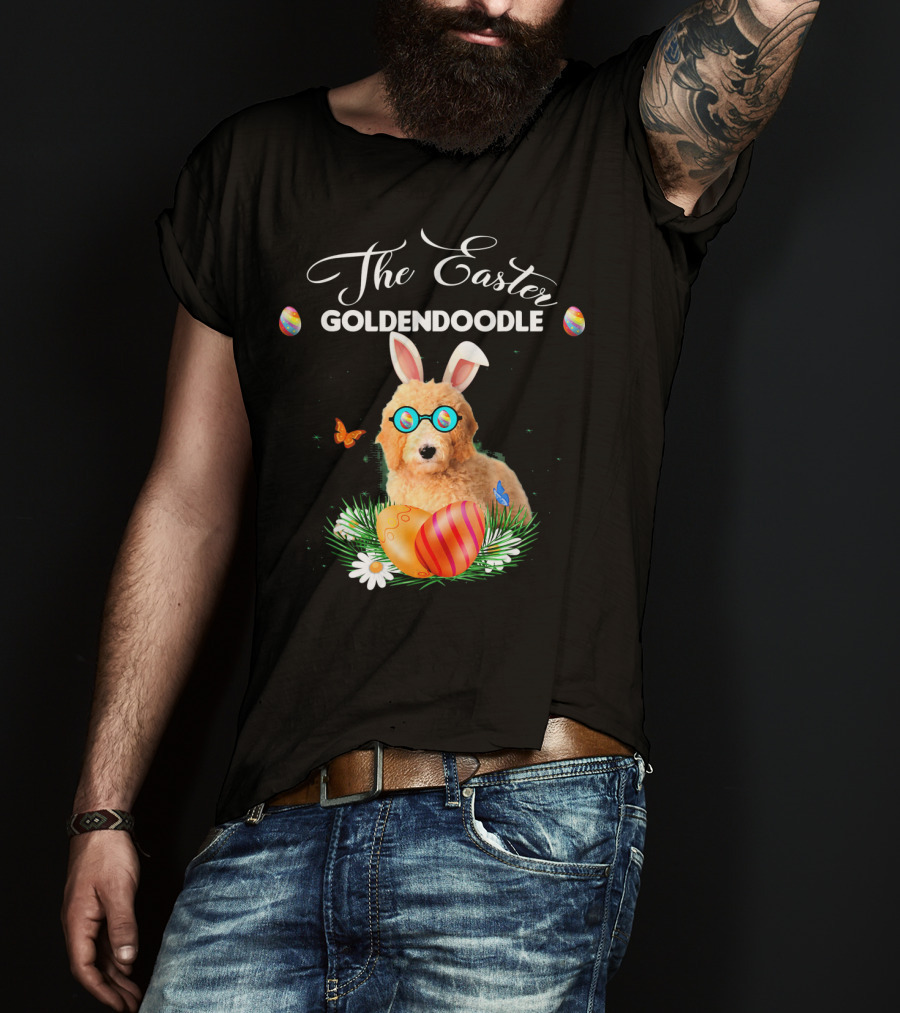 The Easter Goldendoodle Bunny With Eggs And Butterflies T-Shirt