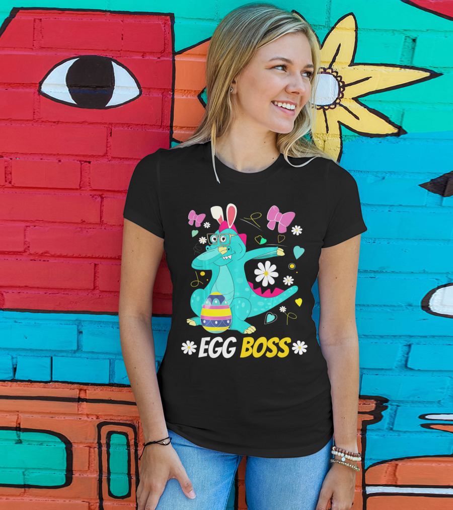 Egg Boss Easter Egg Hunt T-Rex Boys Easter T-Shirt