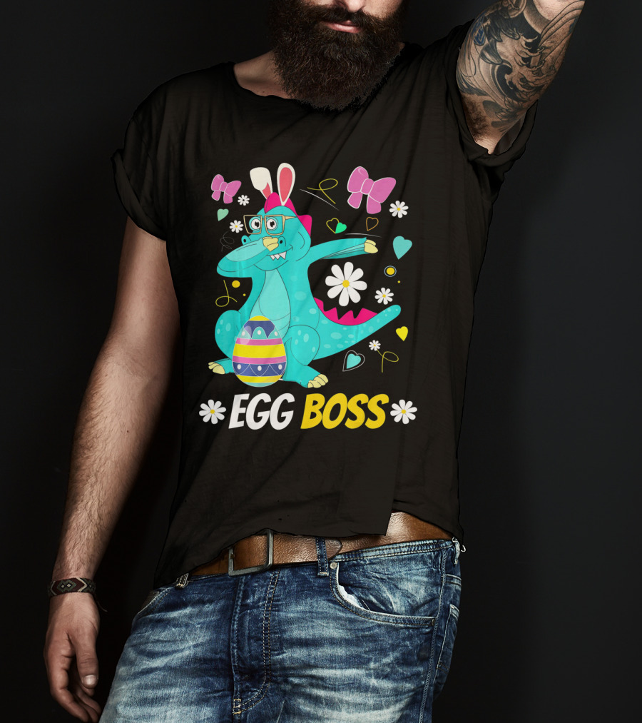 Egg Boss Easter Egg Hunt T-Rex Boys Easter T-Shirt