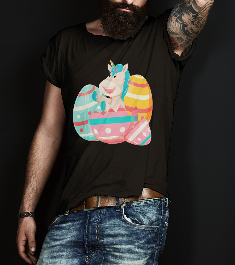 Easter Unicorn With Colorful Easter Eggs T-Shirt
