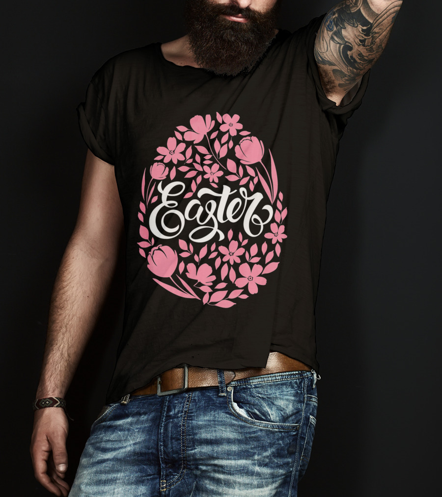 Easter Egg With Pink Flowers T-Shirt