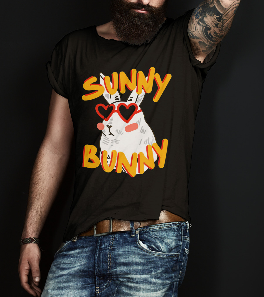 SUNNY BUNNY Cute Happy Easter Heartglass T-Shirt