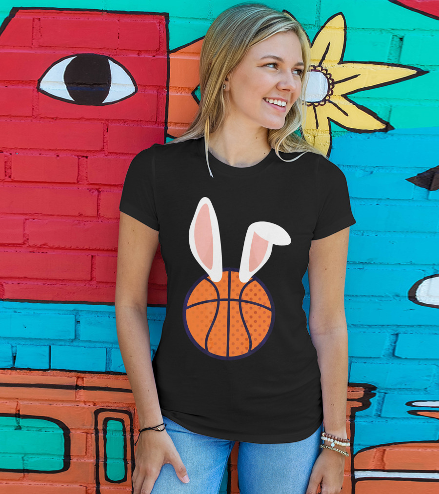 Basketball Bunny Ears Easter Slam Dunk Fun T-Shirt