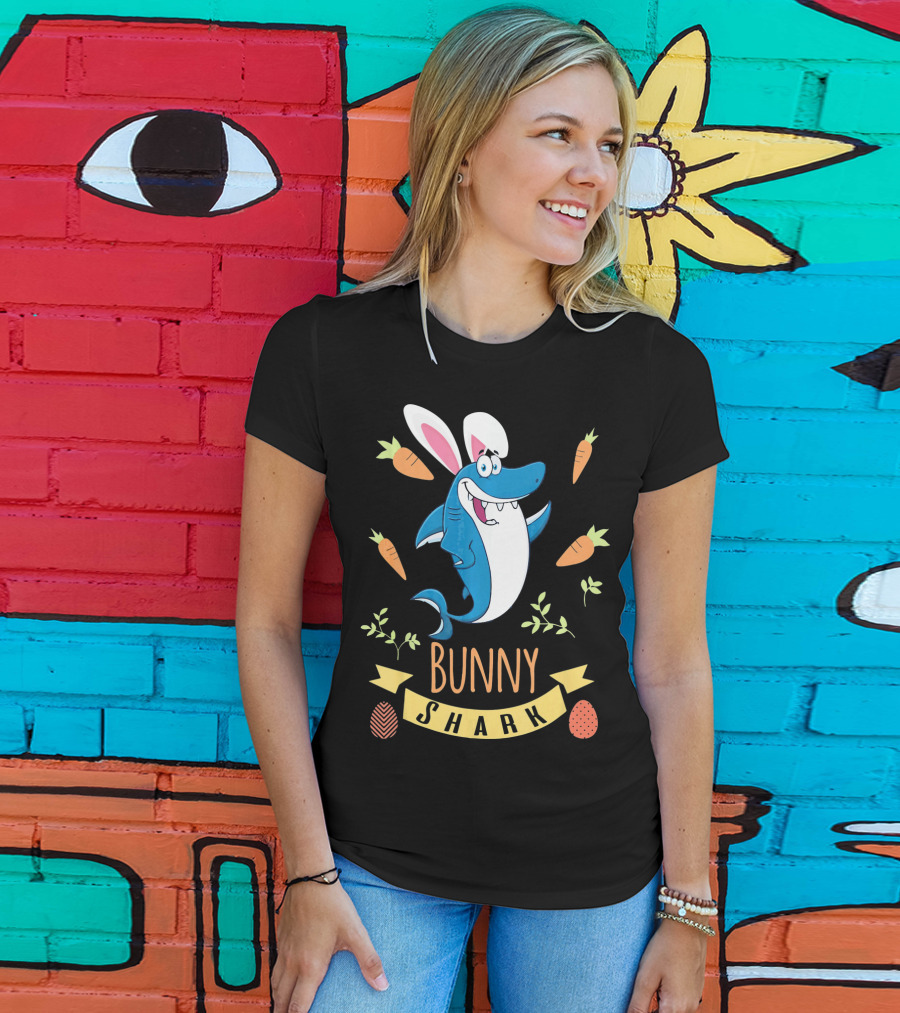 Bunny Shark Easter Carrot Egg Adventure T-Shirt