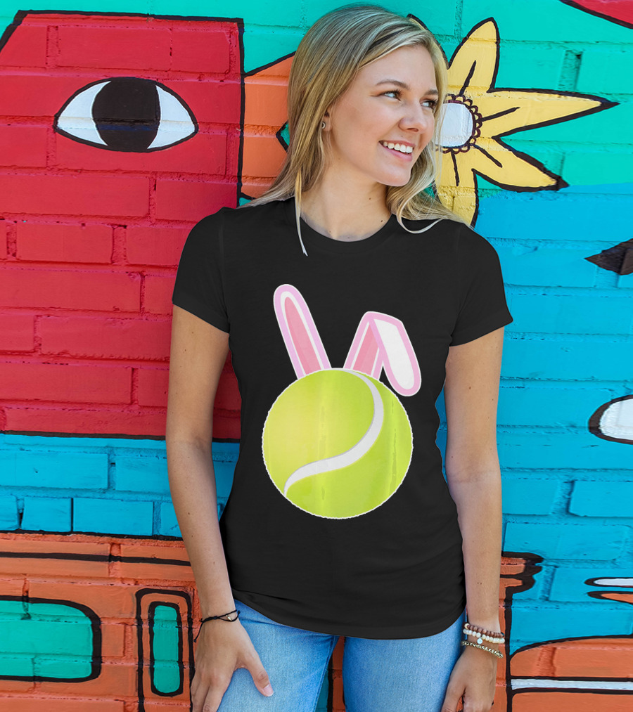 Tennis Ball With Easter Bunny Ears T-Shirt
