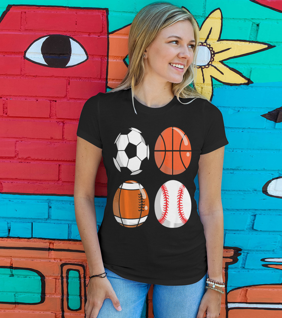 Easter Eggs Football Rugby Basketball Baseball Soccer T-Shirt
