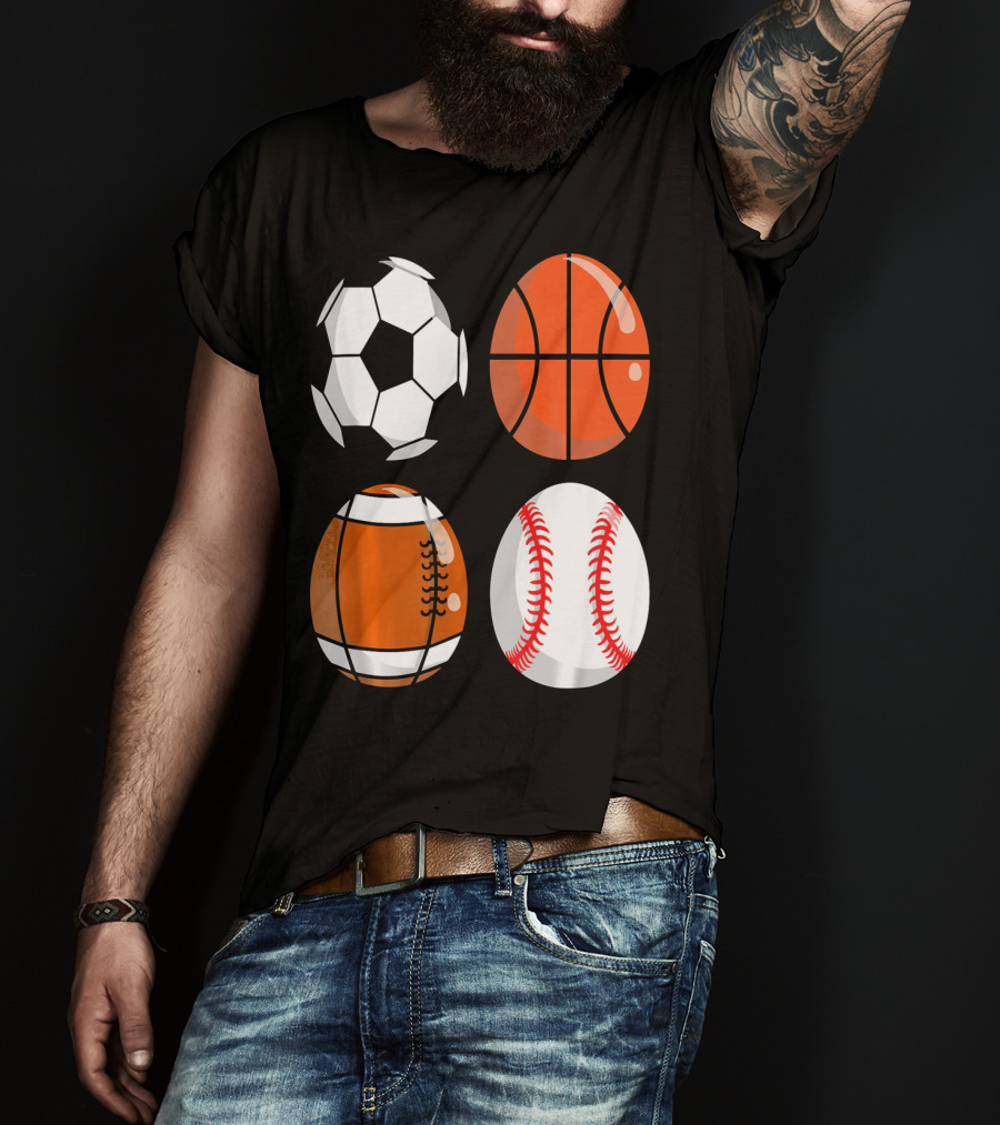 Easter Eggs Football Rugby Basketball Baseball Soccer T-Shirt