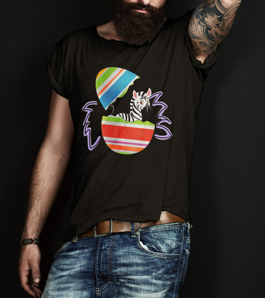 Funny Easter Zebra Surprising Colorful Egg Burst T-Shirt