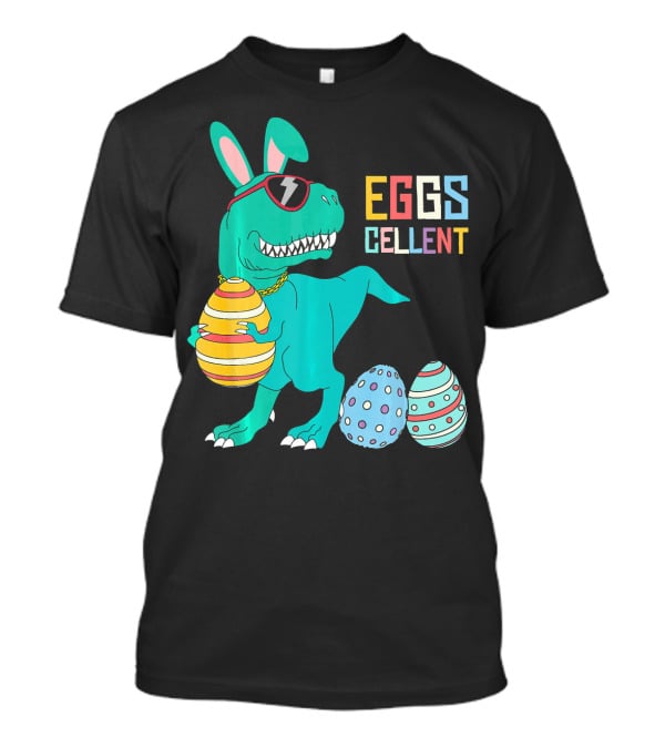 Easter Dinosaur Eggs Cellent T-Rex With Sunglasses And Striped Polka Dot Eggs T-Shirt