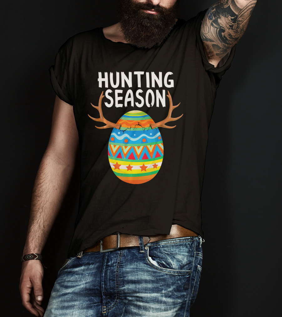 Hunting Season Easter Egg With Antlers T-Shirt