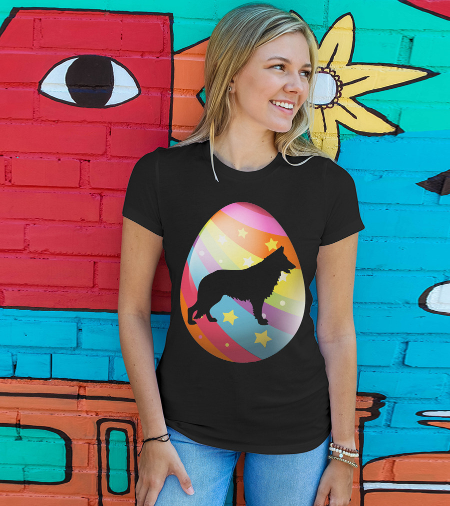 German Shepherd Rainbow Stars Easter Egg T-Shirt