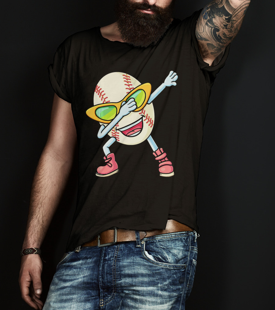 Funny Dabbing Baseball Easter Egg Cartoon T-Shirt