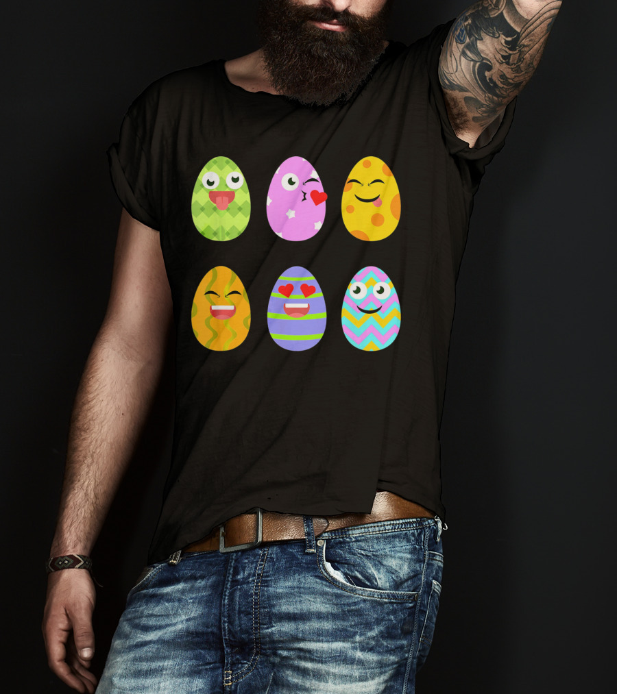 FUNNY EASTER EGG Emoticons Colorful Expressions Collection T-Shirt