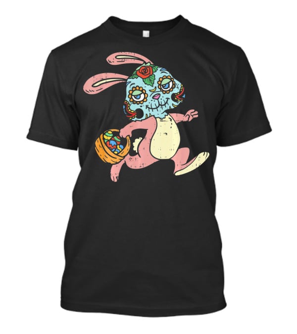 Easter Bunny Sugar Skull Calavera Dia De Los Muertos T-Shirt