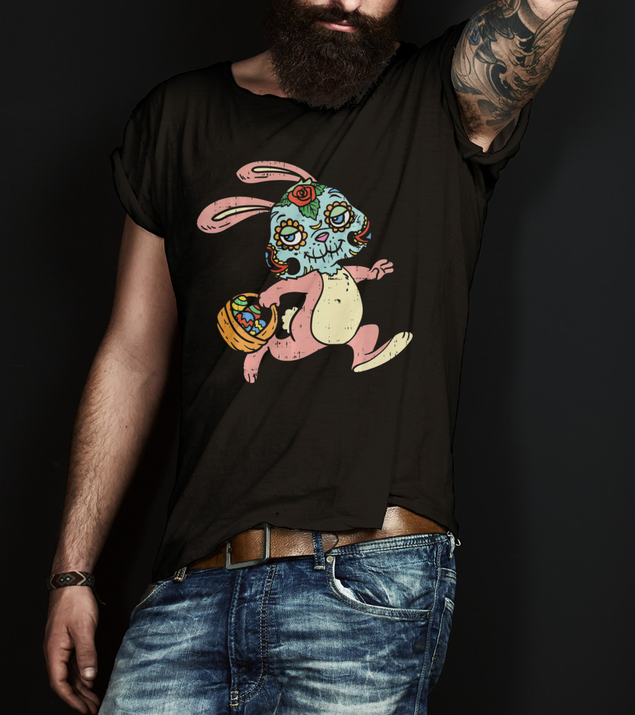 Easter Bunny Sugar Skull Calavera Dia De Los Muertos T-Shirt