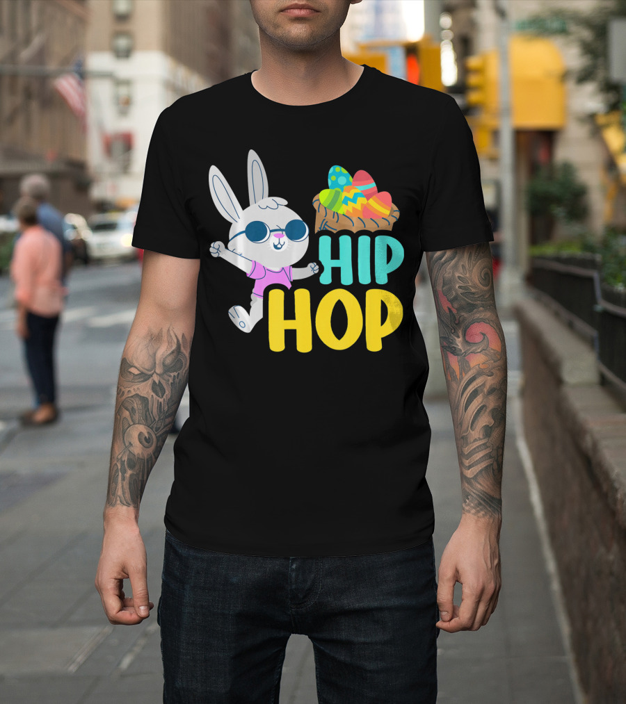 Hip Hop Bunny With Sunglasses And Easter Egg Basket T-Shirt