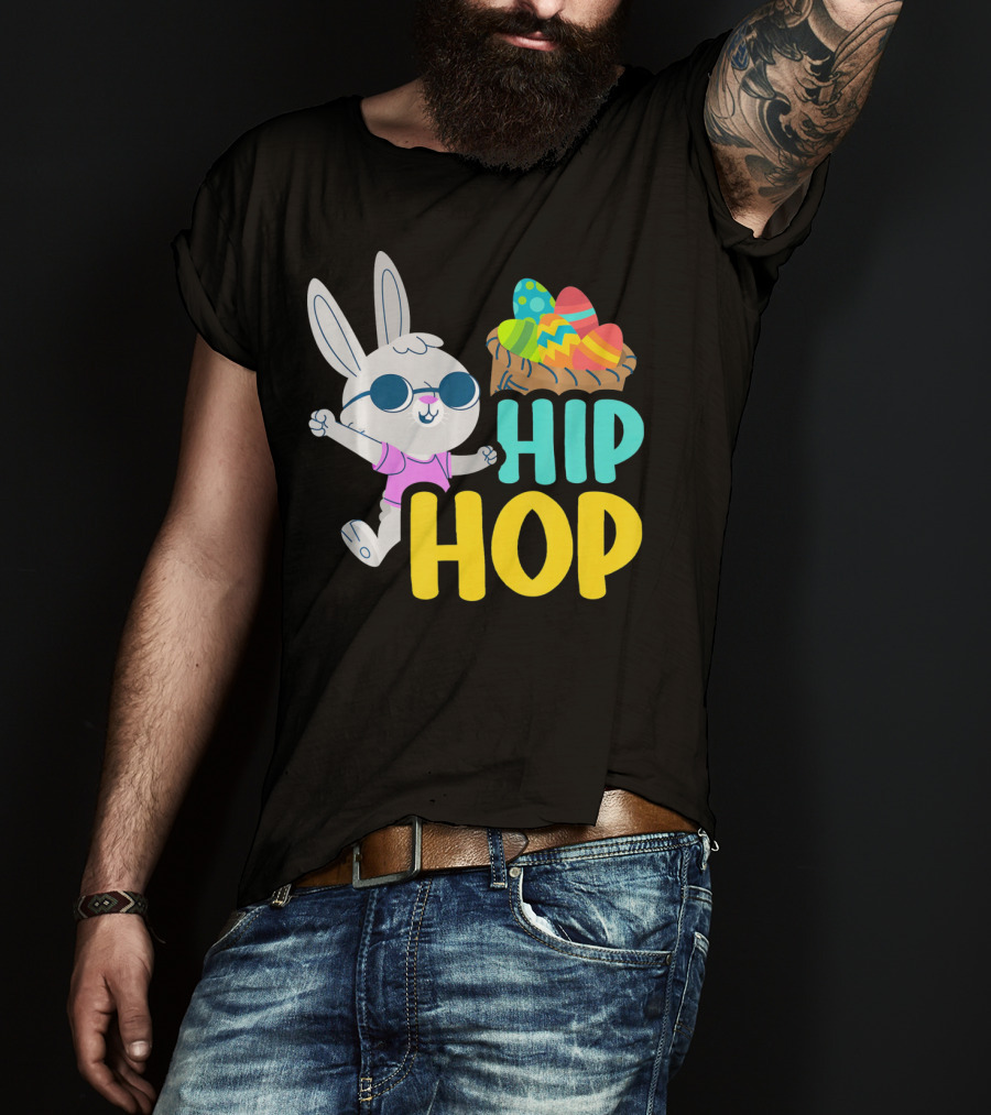 Hip Hop Bunny With Sunglasses And Easter Egg Basket T-Shirt