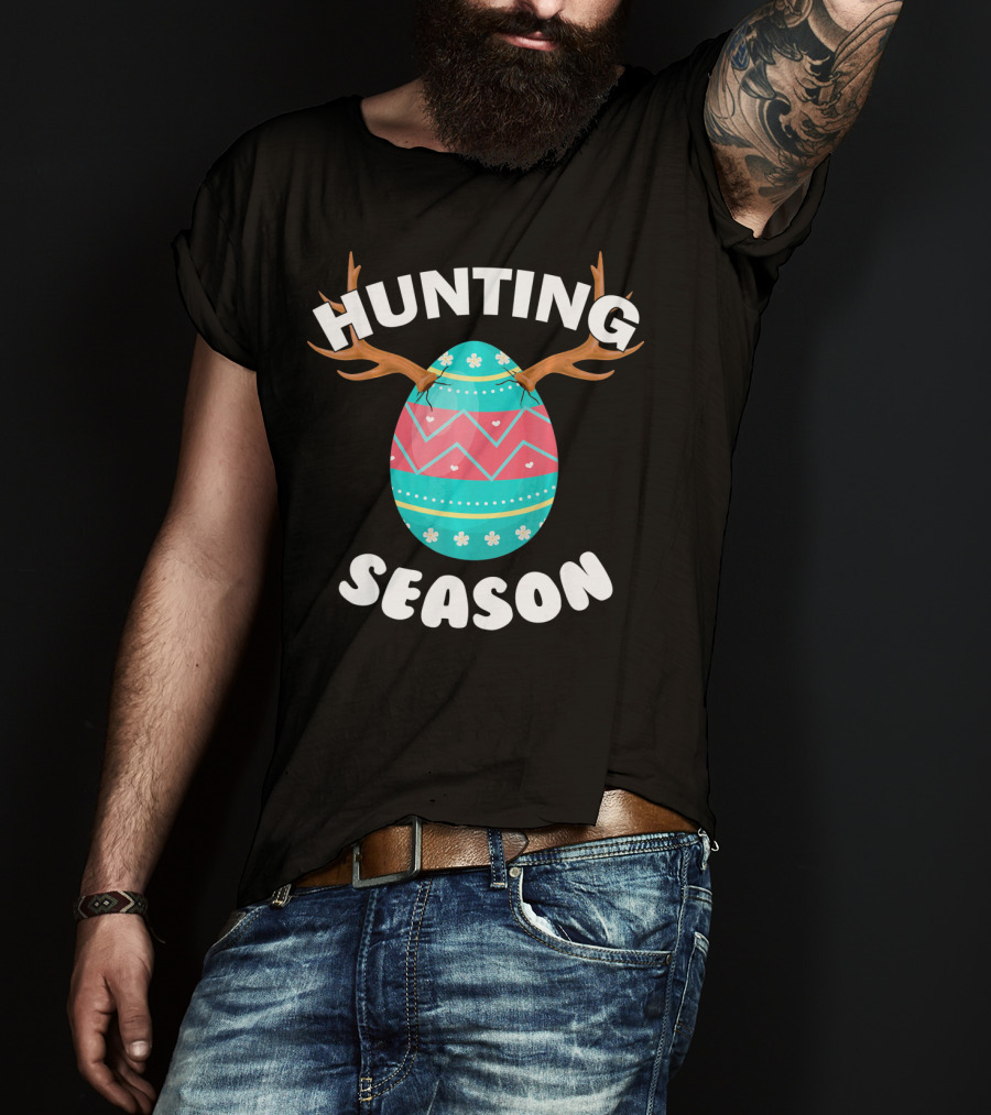 Hunting Season Easter Egg Antlers T-Shirt
