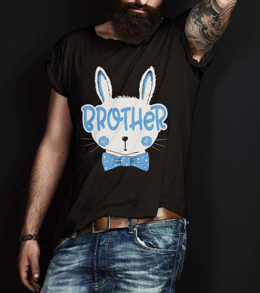 Brother Blue Easter Bunny Star Bowtie T-Shirt