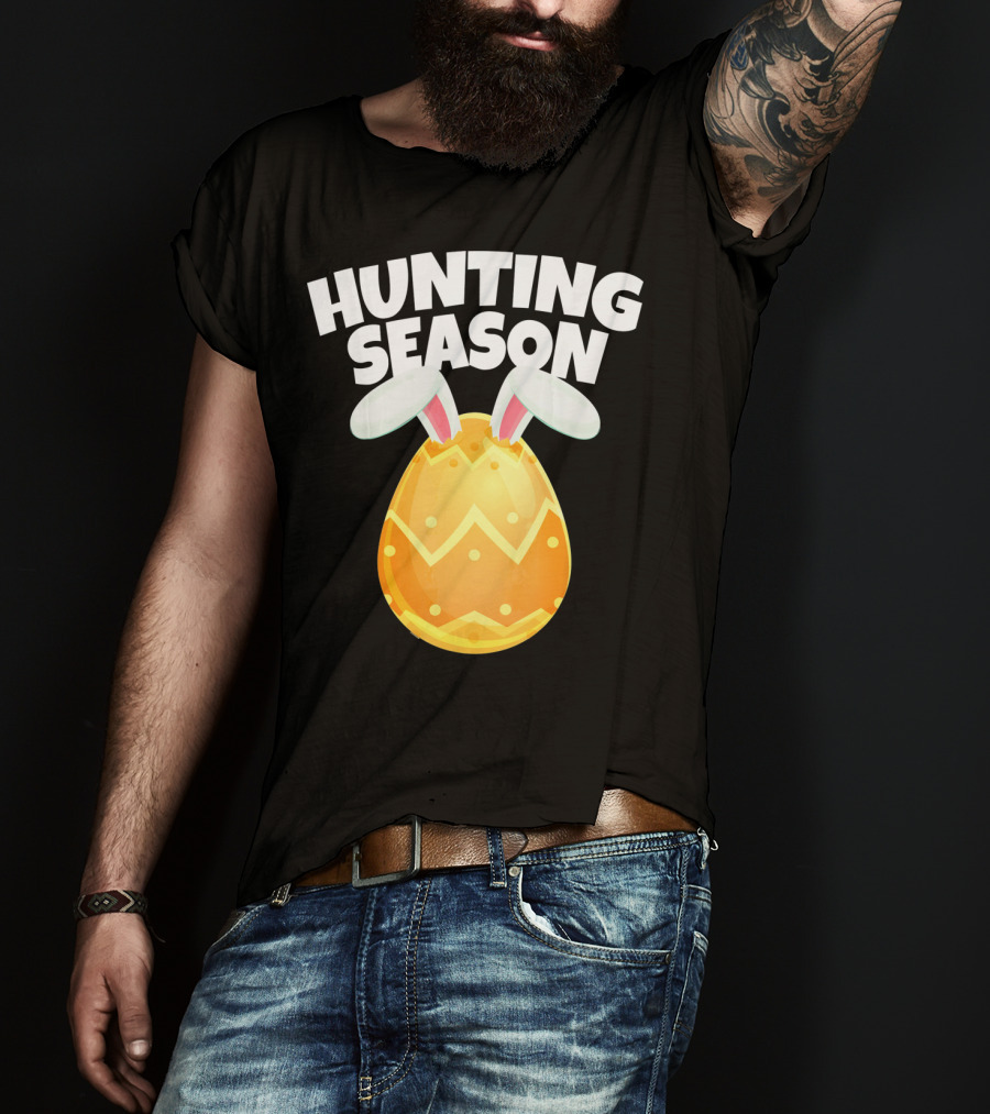 Hunting Season Happy Easter Egg Bun With Bunny Ears T-Shirt