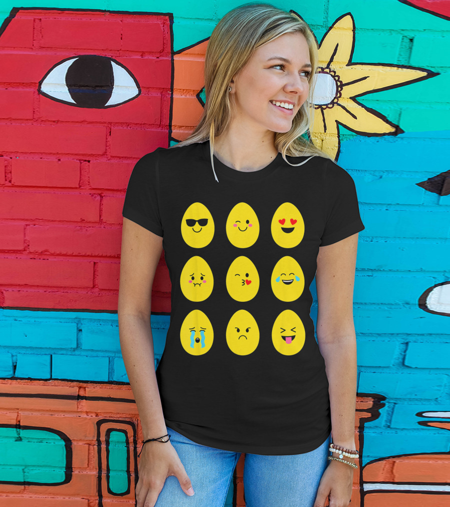 Funny Easter Emoticon Egg Faces With Expressions T-Shirt