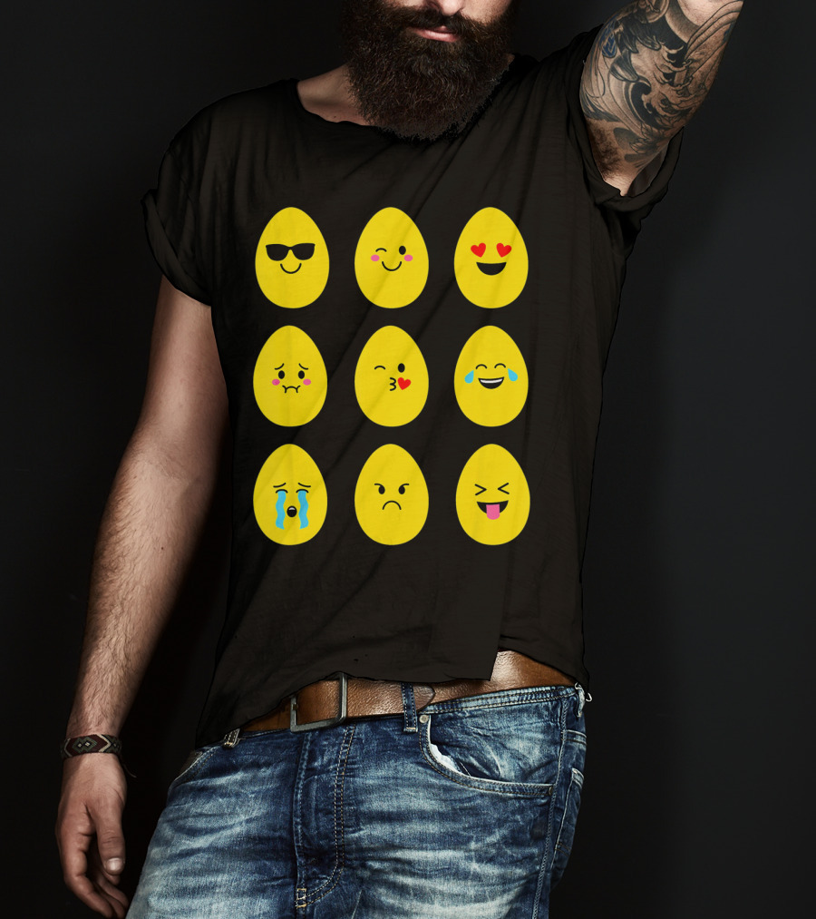 Funny Easter Emoticon Egg Faces With Expressions T-Shirt