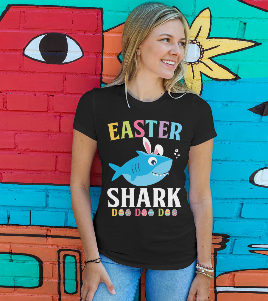 Easter Shark Bunny Do Do Do Kids Toddler T-Shirt