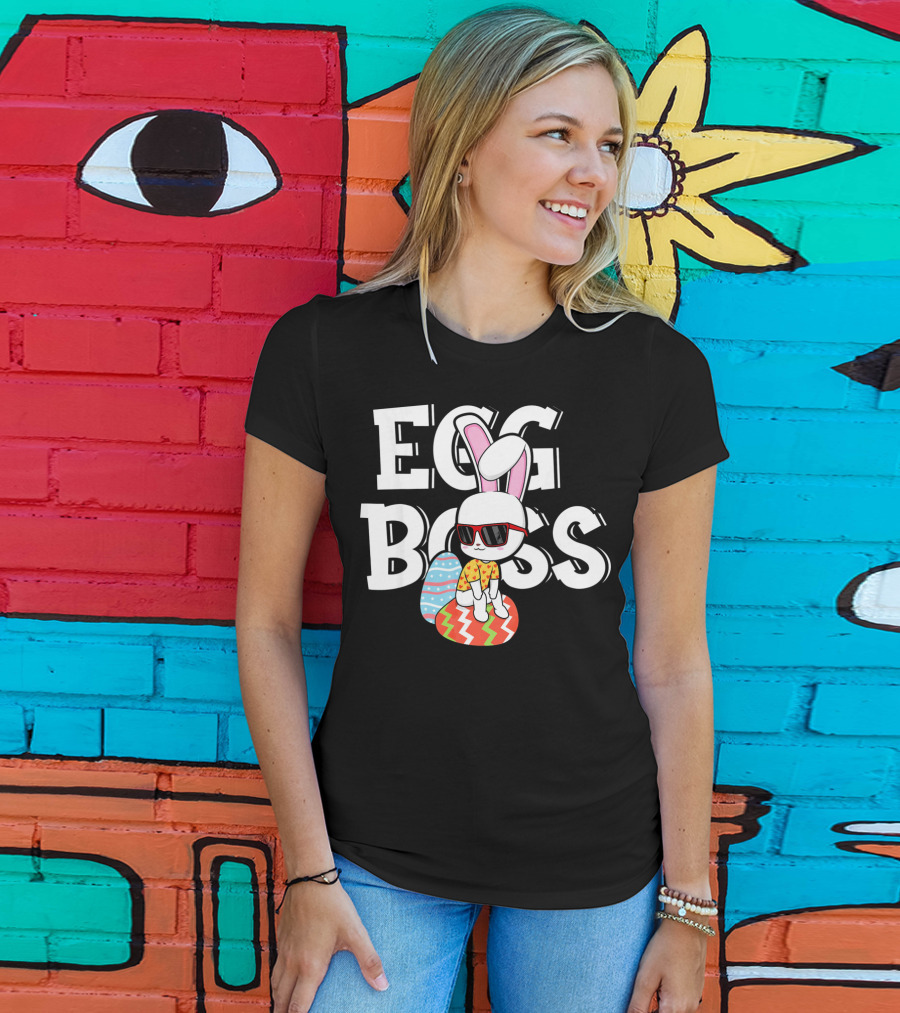 EGG BOSS Funny Easter Egg Bunny With Sunglasses T-Shirt